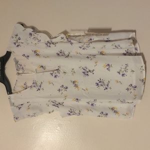 Iris basic floral ruffle shoulder top multiple sizes available